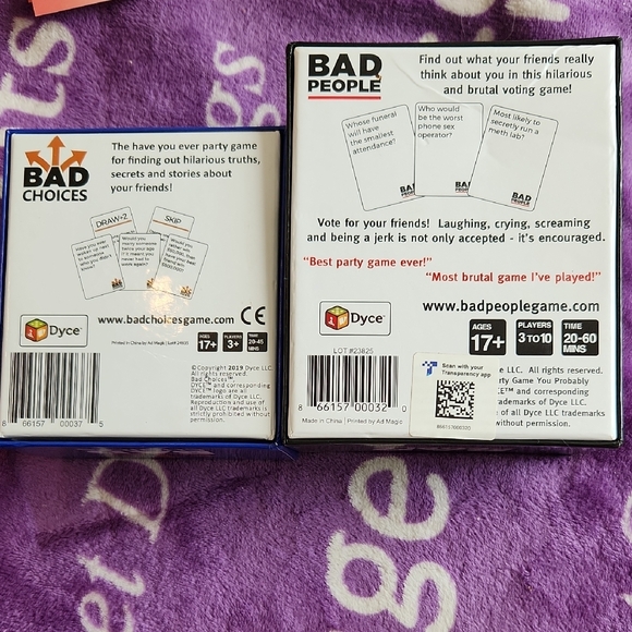 Bad Choices and Bad People Party Game Set - Blue and Black + 2 Expansion Packs - Picture 2 of 5